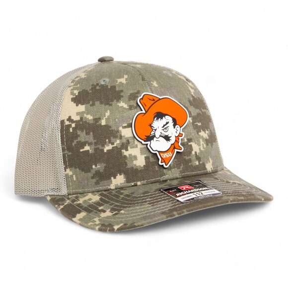 OSU Cowboys Pistol Pete Snapback Trucker Hat- Digital Camo/ Light Green - Picture 2 of 3